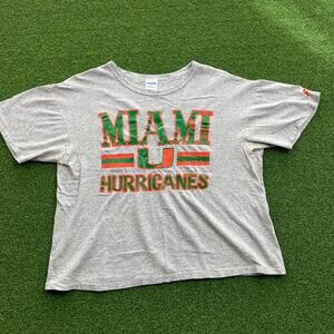 Vintage 1990s Starter Miami Hurricanes Heather Gray T-Shirt Sz XL (46-48)